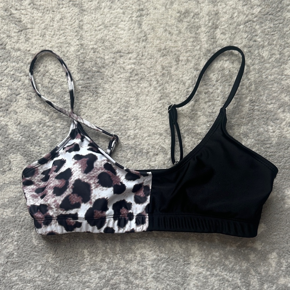Zaful Leopard Print and Black Women's swim top